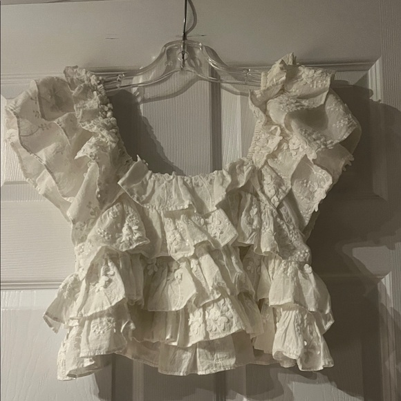 White Ruffled Crop Top - Picture 6 of 6